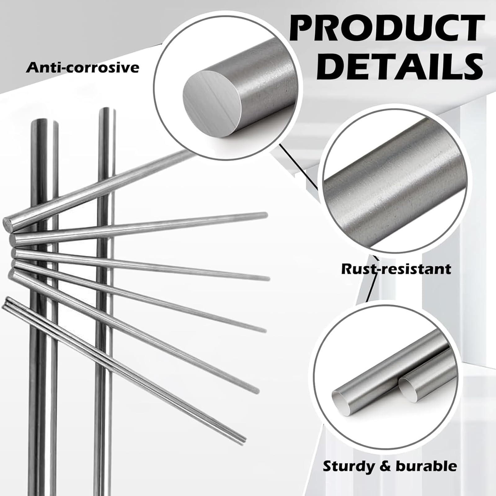5 Stück 304 Edelstahl Rundstab 1m Stangenmaterial Werkzeug Metalldübelstange Massivstahlstange for die DIY-Modellindustrie ,Positionierstifte(2mm*1m)