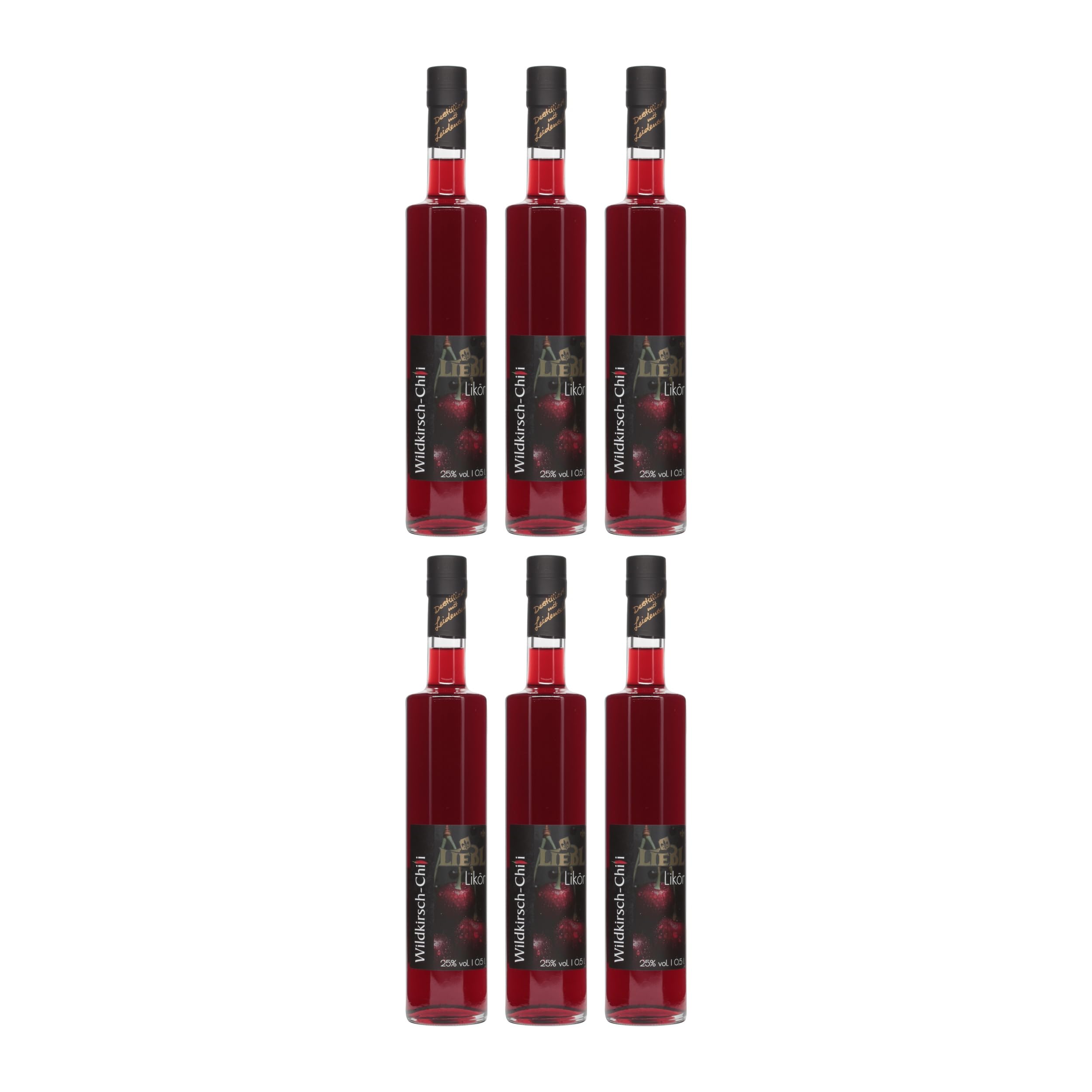 Liebl Wildkirsch Chili Likör Bayrischer Wald Deutschland inkl. FeinWert E-Book (6 x 0.5 l)