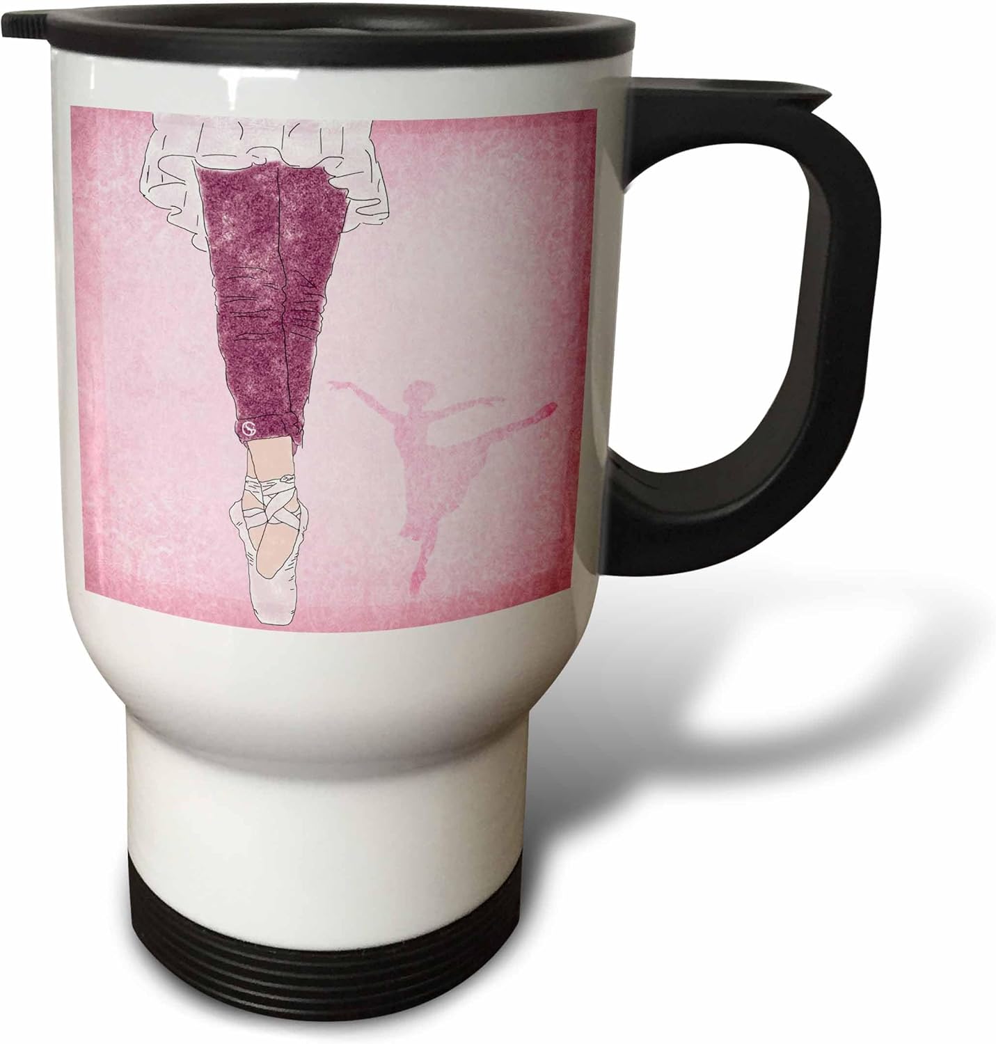 3dRose " Ballet Dancer in Pink" Travel Mug, 14 oz, Multicolor