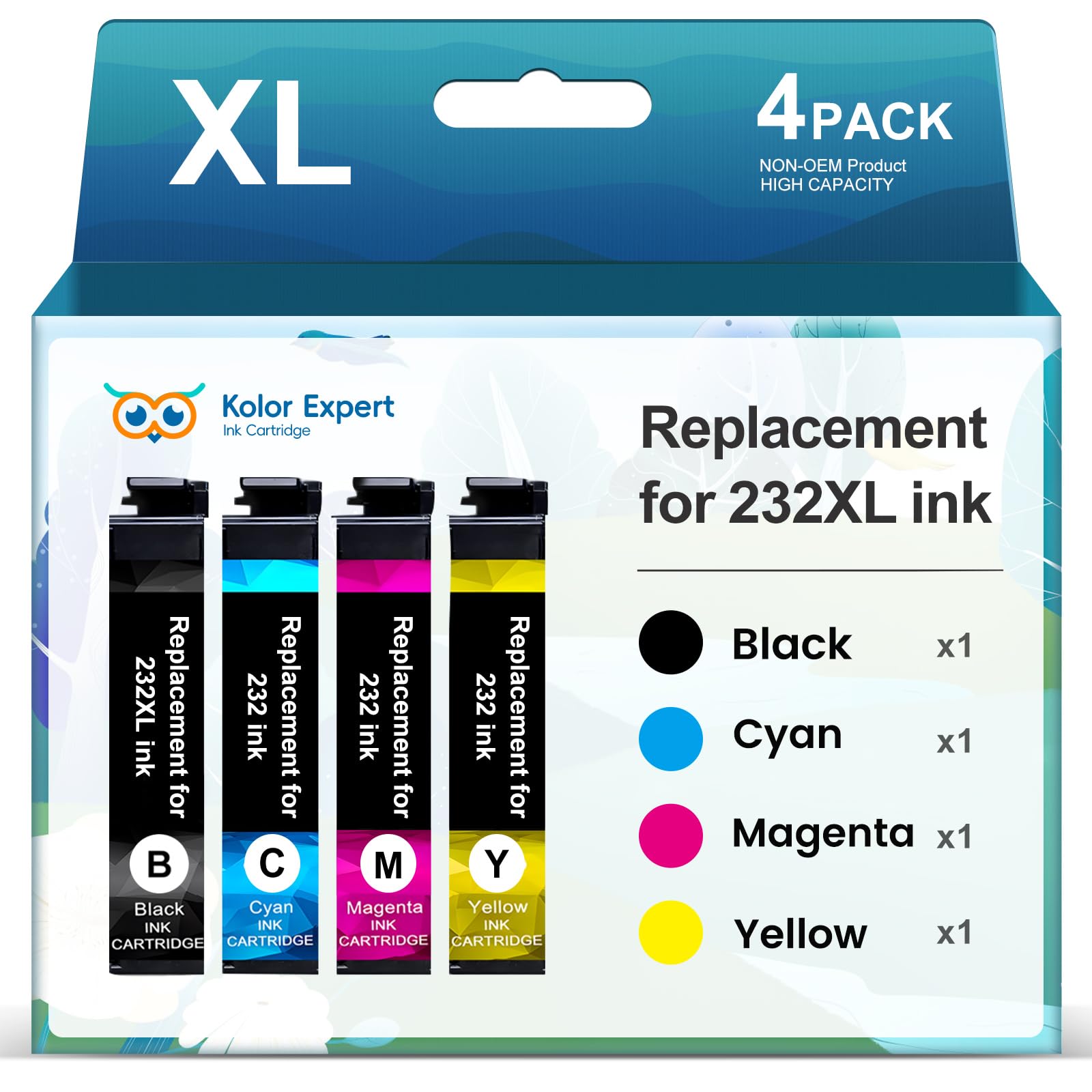 Kolor Expert Remanufactured Ink Cartridges Replacement for 232XL Ink Cartridges Combo Pack 232 XL T232 Work with XP-4200 XP-4205 WF-2930 WF-2950