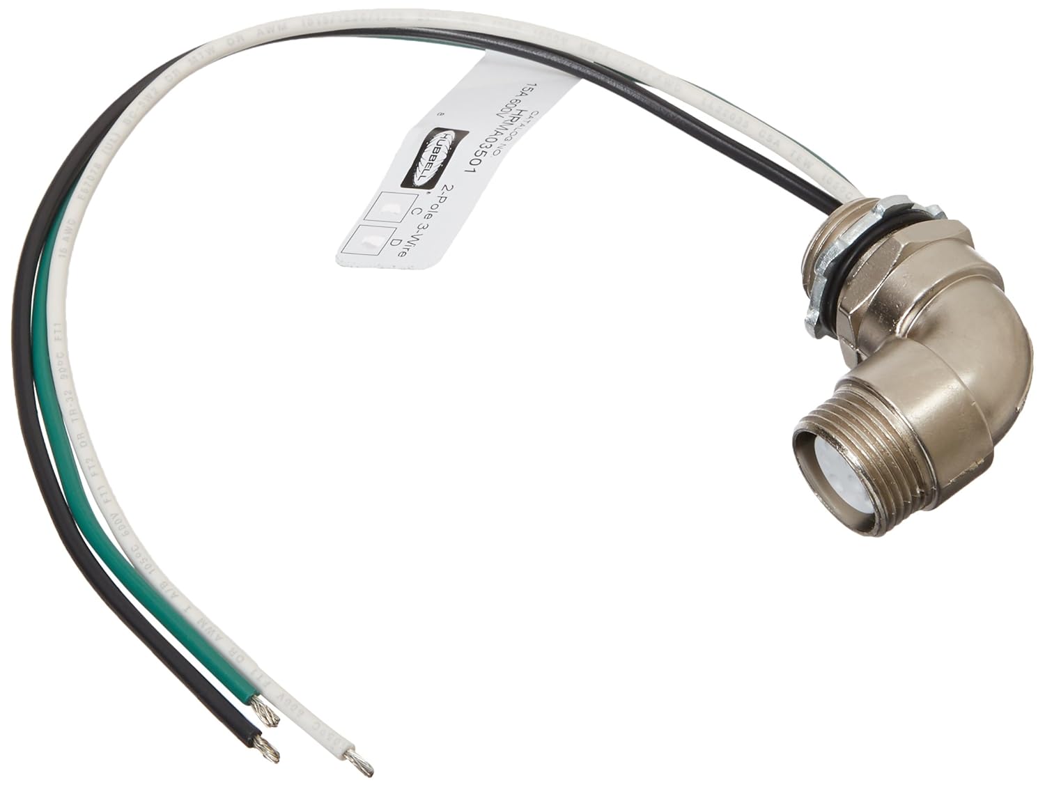 Amazon Hubbell HRMA03501 ミニクイックコントロールシステム メス角度付きレセプタクル、金属、3極、16/3インチ