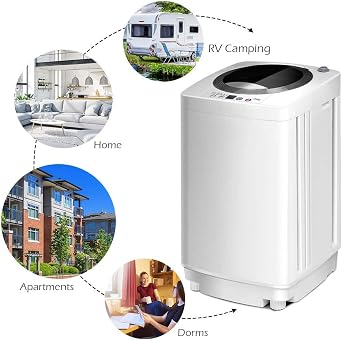 Giantex Portable Washing Machine, Full Automatic Washer and Dryer Combo, with Built-in Pump Drain 8 LBS Capacity Compact Laundry Washer Spin Dryer for Apartment RV Dorm