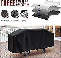 Vista 4 de Cubierta para parrilla Blackstone de 36 pulgadas y más parrillas de 4 quemadores con tapa abatible - Impermeable, ligera - Correas de cierre Negro