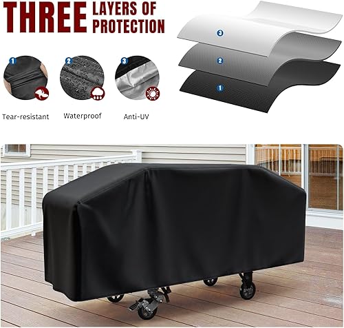 Miniatura 4 de Cubierta para parrilla Blackstone de 36 pulgadas y más parrillas de 4 quemadores con tapa abatible - Impermeable, ligera - Correas de cierre