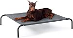 Bedsure Lit surélevé pour chien extérieur large - Lit surélevé pour grands chiens, lit portable pour animaux de compagnie pour le camping ou la plage, cadre rafraîchissant d'été avec maille respirante, gris, 49 pouces