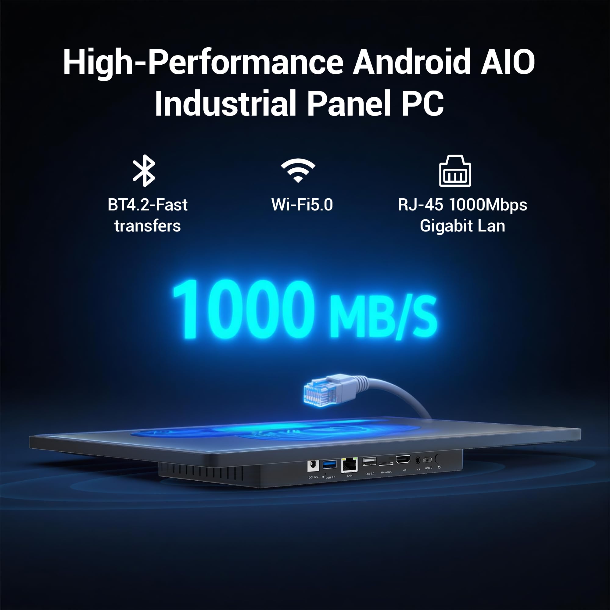 Industrie Panel PC-HEIGAOLAPC Industrie Touch Panel 15.6 Zoll, PC-panel All in One RK3399 4GB RAM 64GB ROM, Android 12 Tablet Computer Touchscreen 1920*1080 IPS, HDMI2,0, Type-C, 2 x USB Type A, RJ45