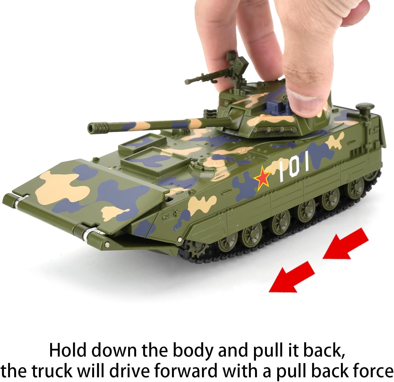 Diecast Armored Tank Car Model, Military Vehicle Toy Car, Collectible Amphibious Alloy Military Tank, Pull Back Car with Sound and Light for Adult Kids