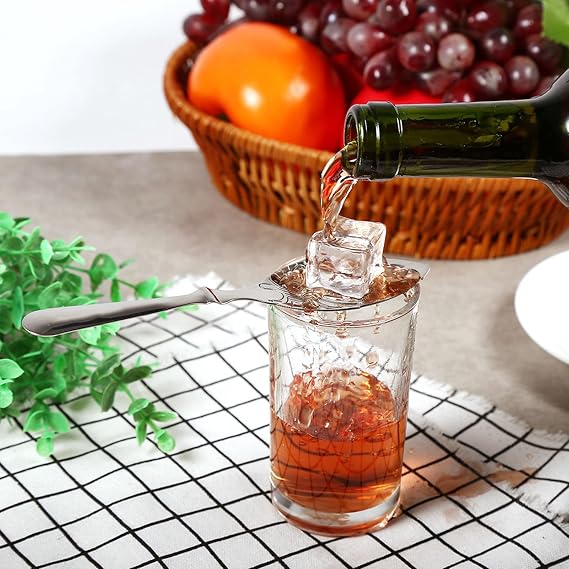 Absinthe Spoon, Silver Stainless Steel Cocktail Bar Glass Cup Drinking Filter for Absinthe Glasses Sugar Cube (Leaf sampagne Spoon)