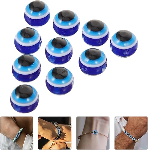 Miniatura 6 de EXCEART 100pcs Devils Eye Loose Beads Turkish Evil Eye Spacer Beads Round Resin Loose Ball Beads for DIY Bracelet Jewelry Making Craft