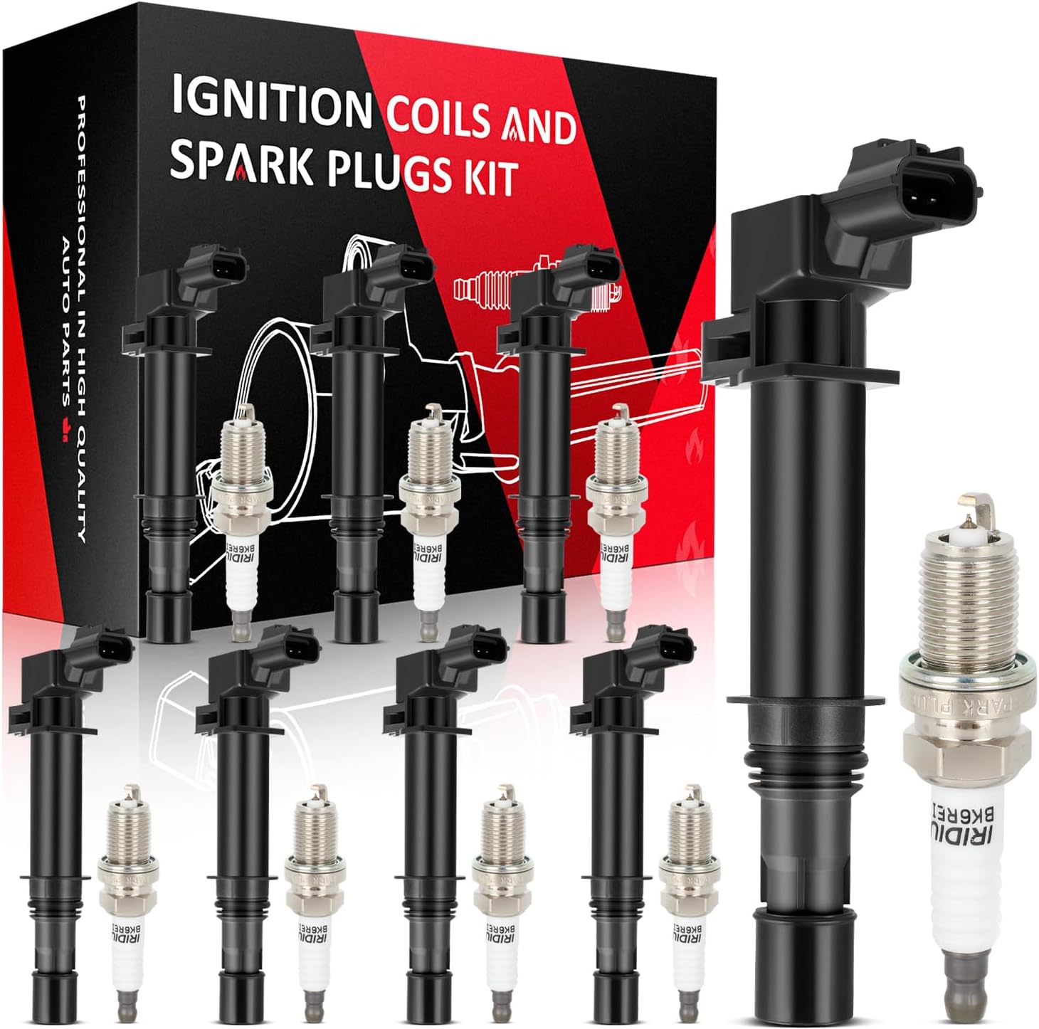 SCITOO 8 ignition coils UF270 with 8 Iridium Spark Plugs for Dodge for Jeep for Mitsubishi Liberty Grand Cherokee for Raider Commander Nitro Durango Dakota 3.7L V6