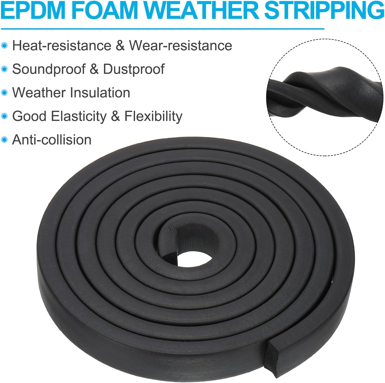 PATIKIL 9.8Ft Foam Rubber Strips, 30mm Wide 15mm Thick EPDM Rubber Soundproof Foam Seal Strip Sealing Foam Tape for DIY Gasket Sealing Door Window Insulation, Black