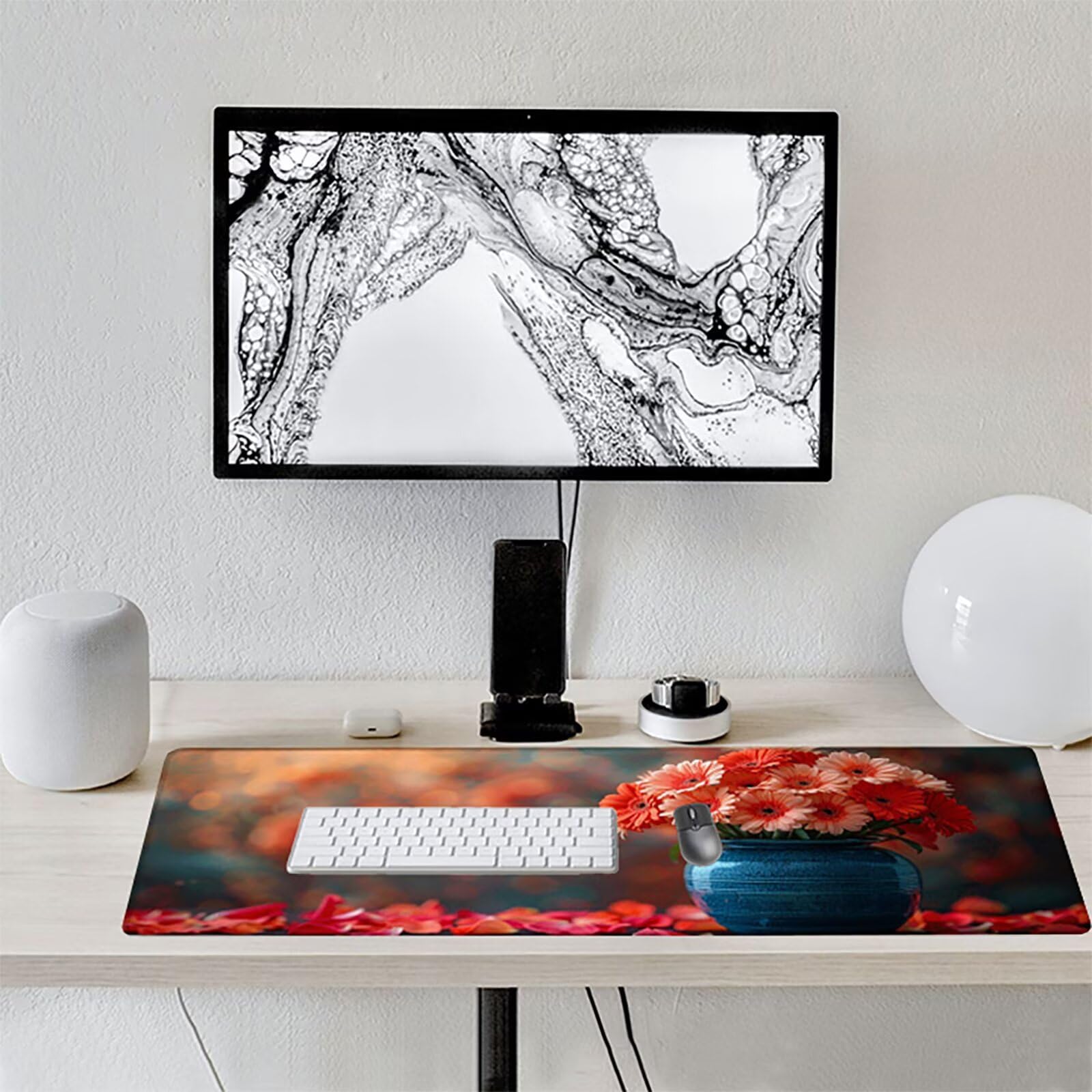 Florero Alfombrilla Ratón Gaming XXL 1500 x 800 mm, Alfombrilla Gaming Rosa Mousepad con Base de Goma Antideslizante Impermeable Desk Mat para Teclado y Raton Accesorios Gaming, Regalos de Hombre K-0