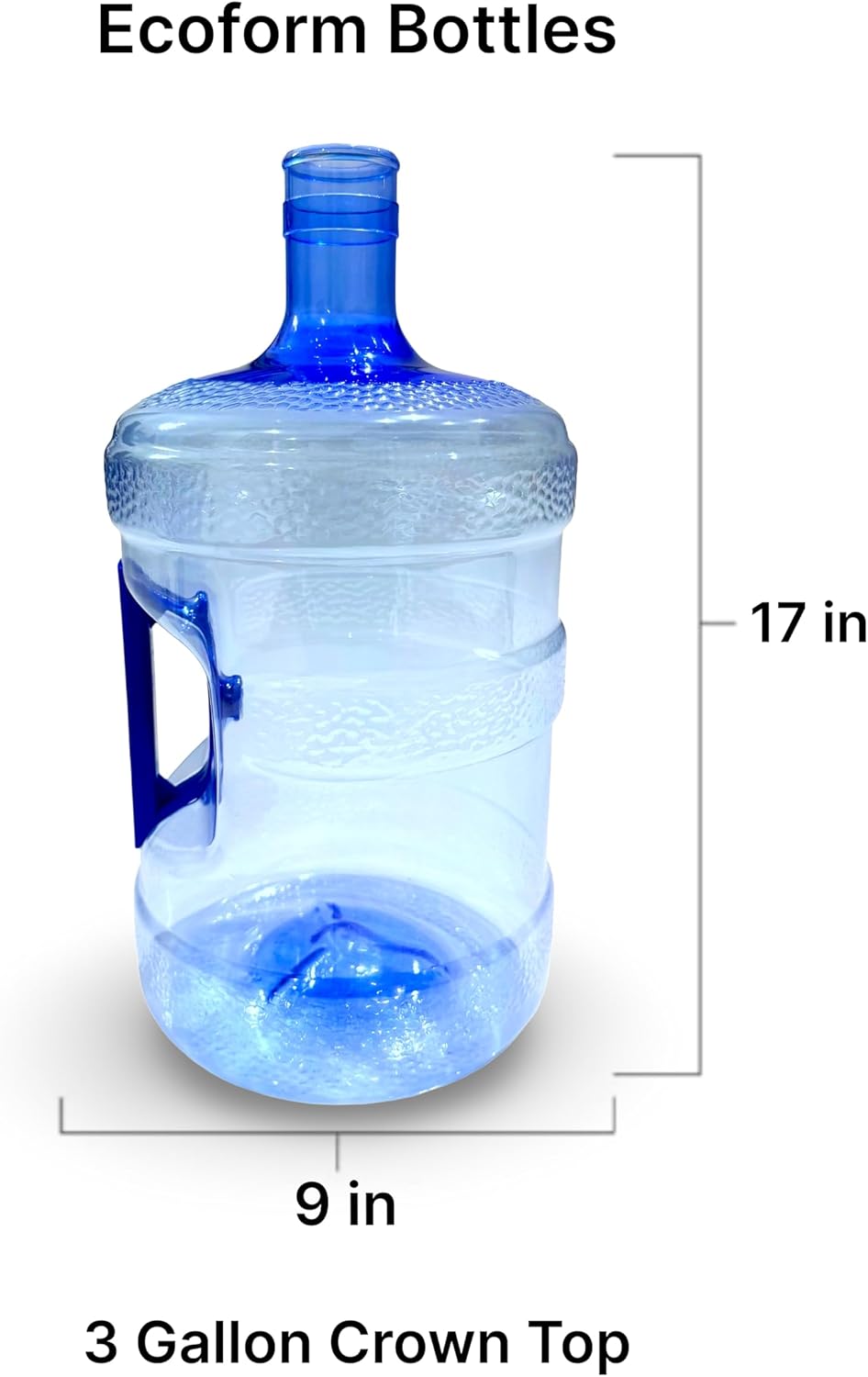 EcoForm 3 Gallon BPA Free Compact design Easy Transport Water Bottle (Bottle Only/No Cap)