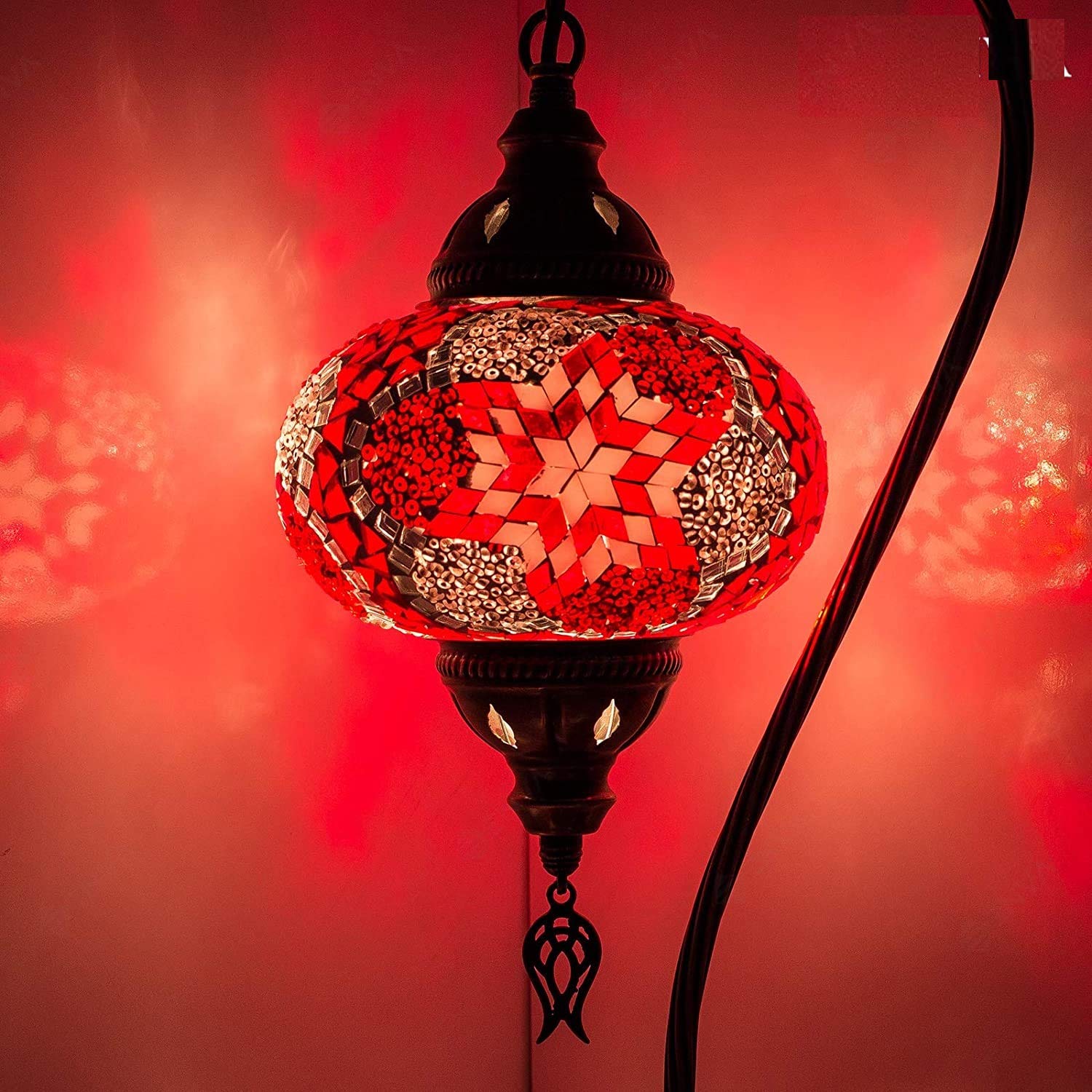 ENVA (20 Variations) Turkish Moroccan Mosaic Lamp Light - Turkish Lamp - Handmade Mosaic Swan Neck Table Desk Bedside Lamp- Free LED Bulb (3008)