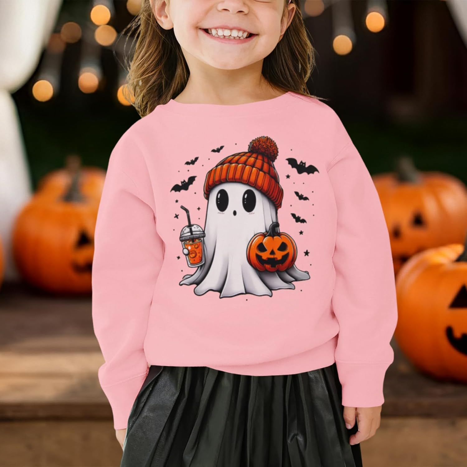 CM C&M WODRO Toddler Halloween Sweatshirt Girl Boy Pumpkin Ghost Pullover Crewneck Long Sleeve Shirt Cute Spooky Season Tops - Image 2