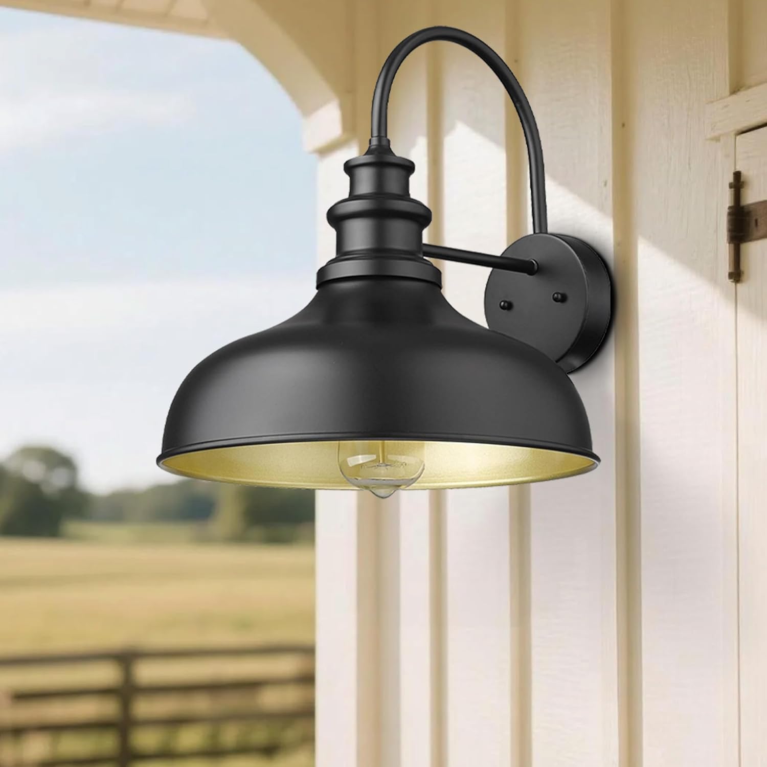 Bestshared Outdoor Barn Lights, 11.4 Inch Dome Outdoor Wall Sconce, E26 Socket Weather Resistant Farmhouse Porch wall Lights, Anti-Rust Exterior Lighting Fixture for House, Porch,Patio, Garage
