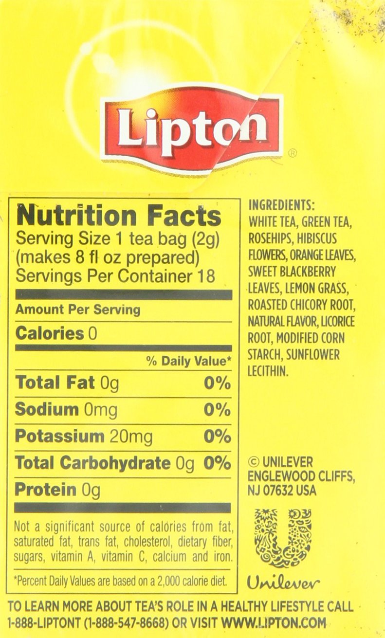 Lipton White Tea Pyramids, Peach Mango 18 ct (Pack of 6)