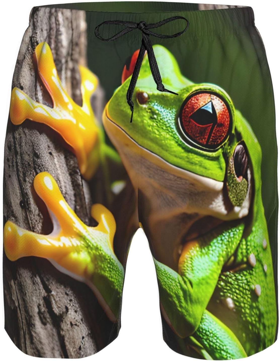 Mens Tree Frog Print Beach Shorts,Casual Summer Shorts for Men,Quick Dry Polyester