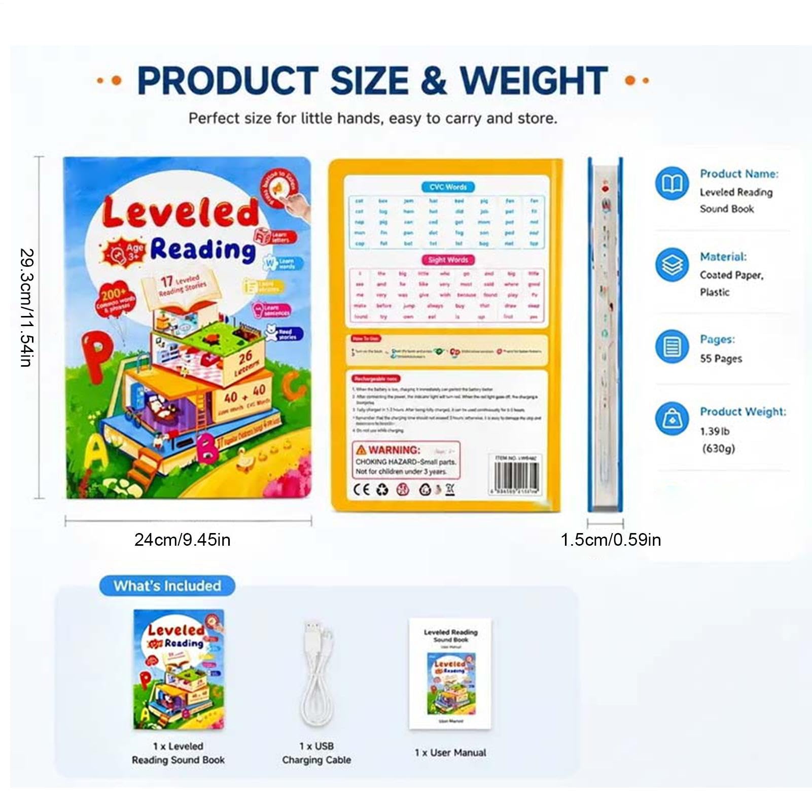 Libro Parlants | Audiolibro Educativo Interattivo | Apprendimento Bambino | Audiolibro interattivo senza schermo con 17 temi e più di 200 parole per lo sviluppo del linguaggio.