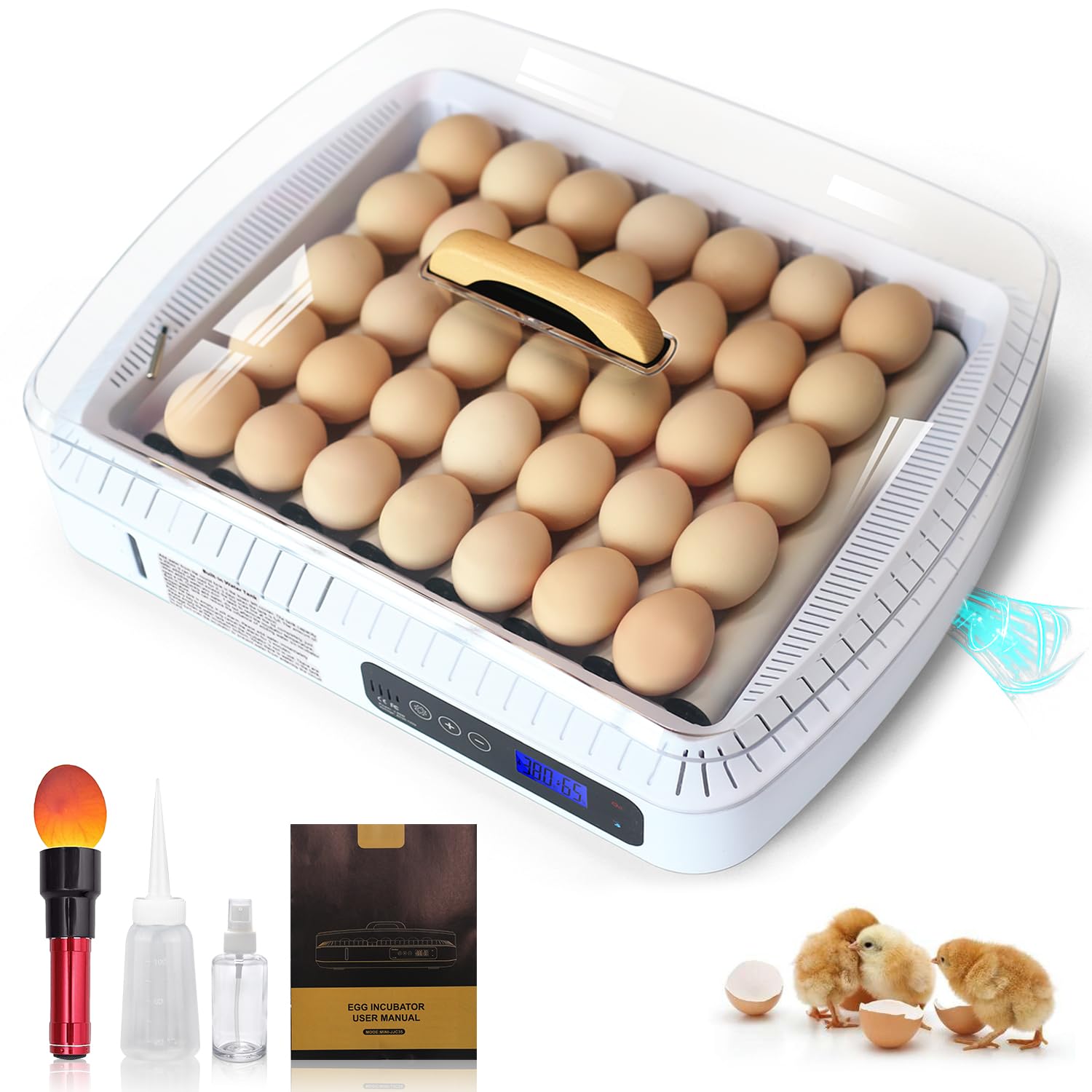 Photo 1 of ayakol 35~56 Large Capacity Egg Incubator with 360° Automatic Egg Turner, Accurate Humidity Control and Egg Candler,for Chicken Quail Duck Goose Turkey Hatching, 360°View
