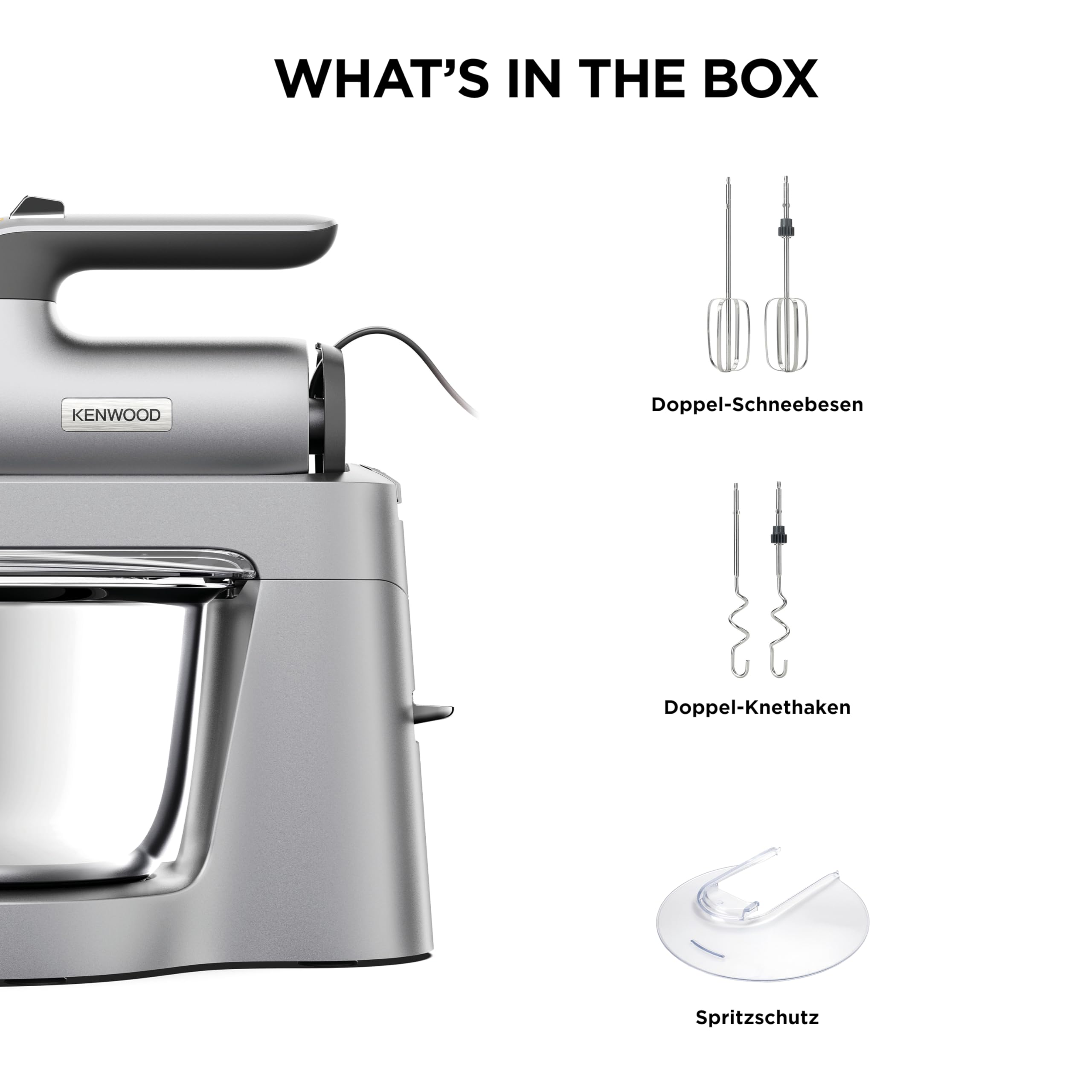 Kenwood Chefette HMP54.000SI - Handmixer und Küchenmaschine in einem, 3,5 l Edelstahl-Schüssel, variable Geschwindigkeit + Pulse-Funktion, 650 Watt, Silber
