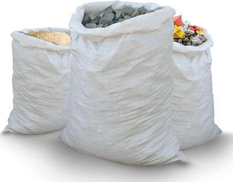 Large Woven Rubble Sacks - 50x80cm Garden Waste Bags - Heavy Duty 50kg Industrial Grade Builders Bag   Strong Robust Polypropylene 10 Sacks