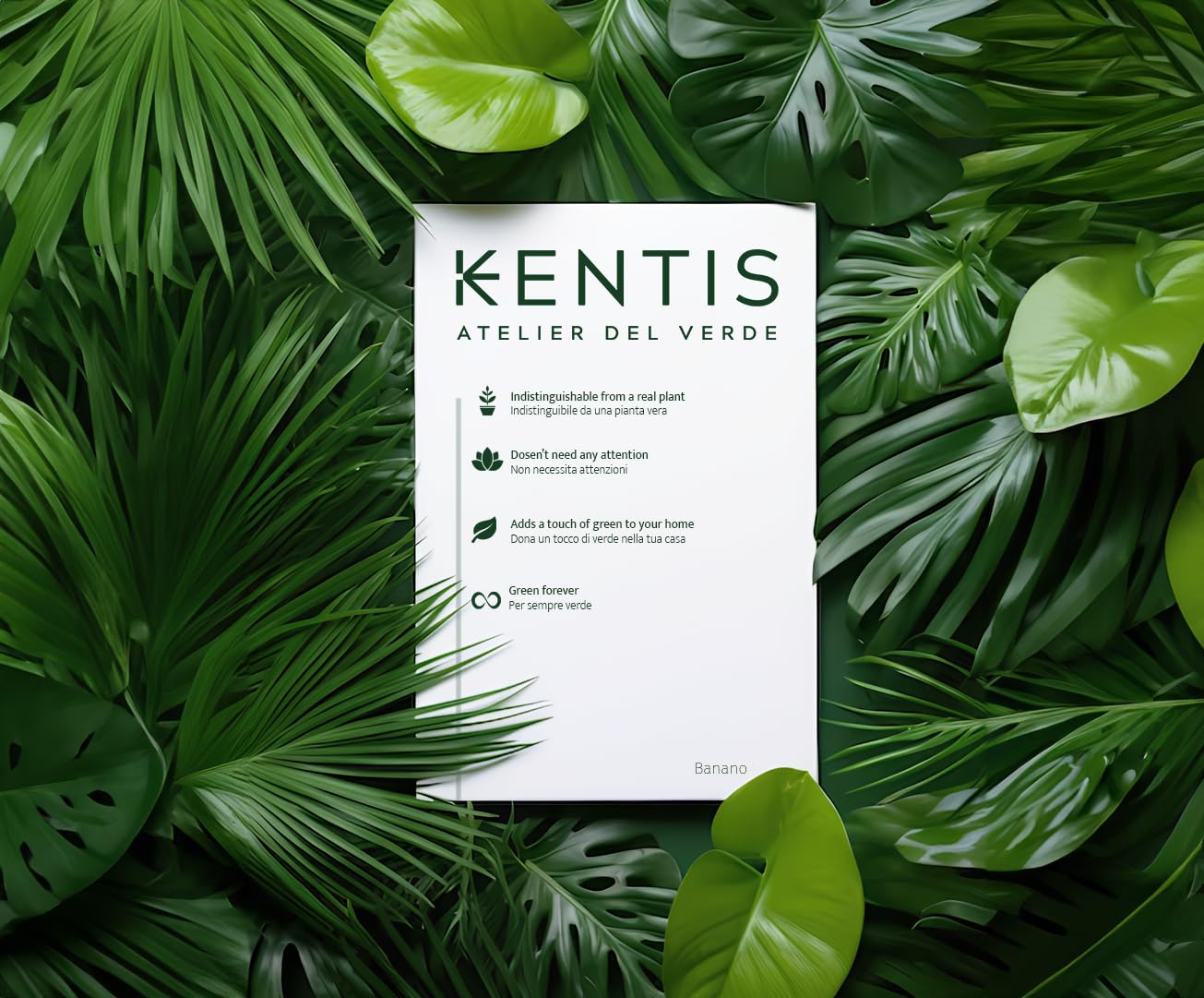 Kentis - Banano Finto Alto 160 cm - Piante Finte da Interno Design - Pianta Finta con Vaso - Piante Artificiali da Esterno - Decorazione Casa e Ufficio