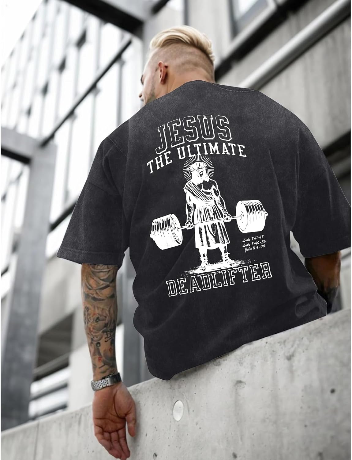 Mens Oversized Christian Shirts Jesus Faith Shirt Funny Gym Graphic Tees God Religious Bible Verse Acid Wash Tshirts