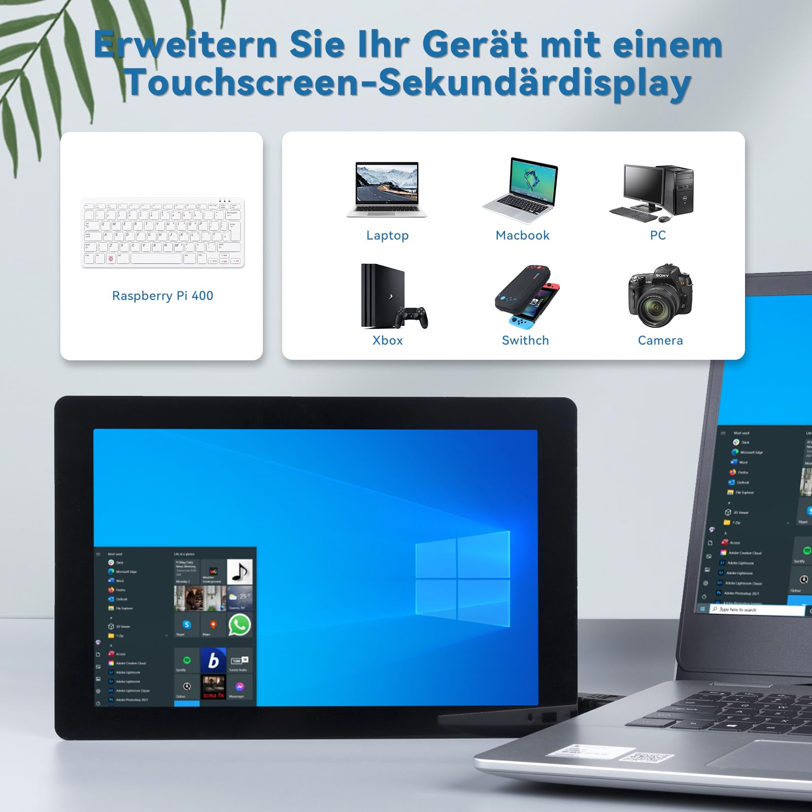 SunFounder Neueste 10 Zoll DIY Touchscreen All-In-One Lösung für Raspberry Pi 5, IPS HD 1280x800 LCD, Eingebauter 5.1V/5A Ausgang, HDMI, 10-Punkt, Kein Treiber, Lautsprecher, für RPi 5/4/3/Zero 2W