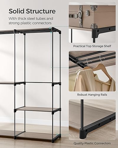 Miniatura 4 de SONGMICS Armario portátil, organizador de armario independiente, perchero con estantes, varillas para colgar, organizador de almacenamiento, para