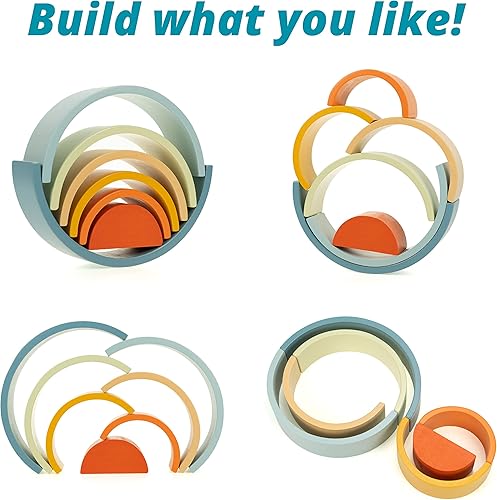 Miniatura 4 de Juguete apilable de madera del arco iris (color brillante - 7 piezas)