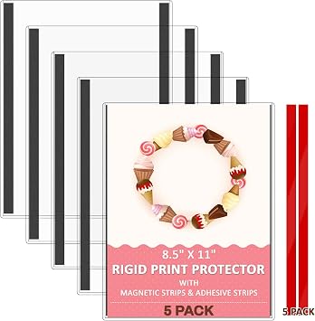 AKONEGE 5PCS Magnetic Sign Holder 8.5 x 11 Magnetic Picture Frames for Refrigerator, Rigid Plastic Print Protectors with Magnet & Adhesive Strips, Clear Plastic Photo Holders for Fridge Door Window