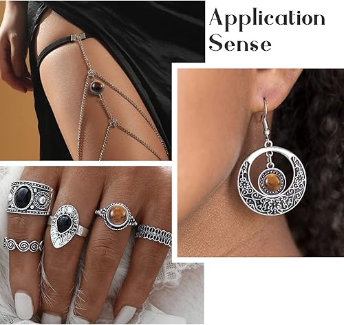 Miniatura 3 de 50 piezas de cabujones de piedras preciosas de 0.472 in, cuentas de piedra semicirculares sin agujero, ojo de tigre natural, piedra curativa, cúpula