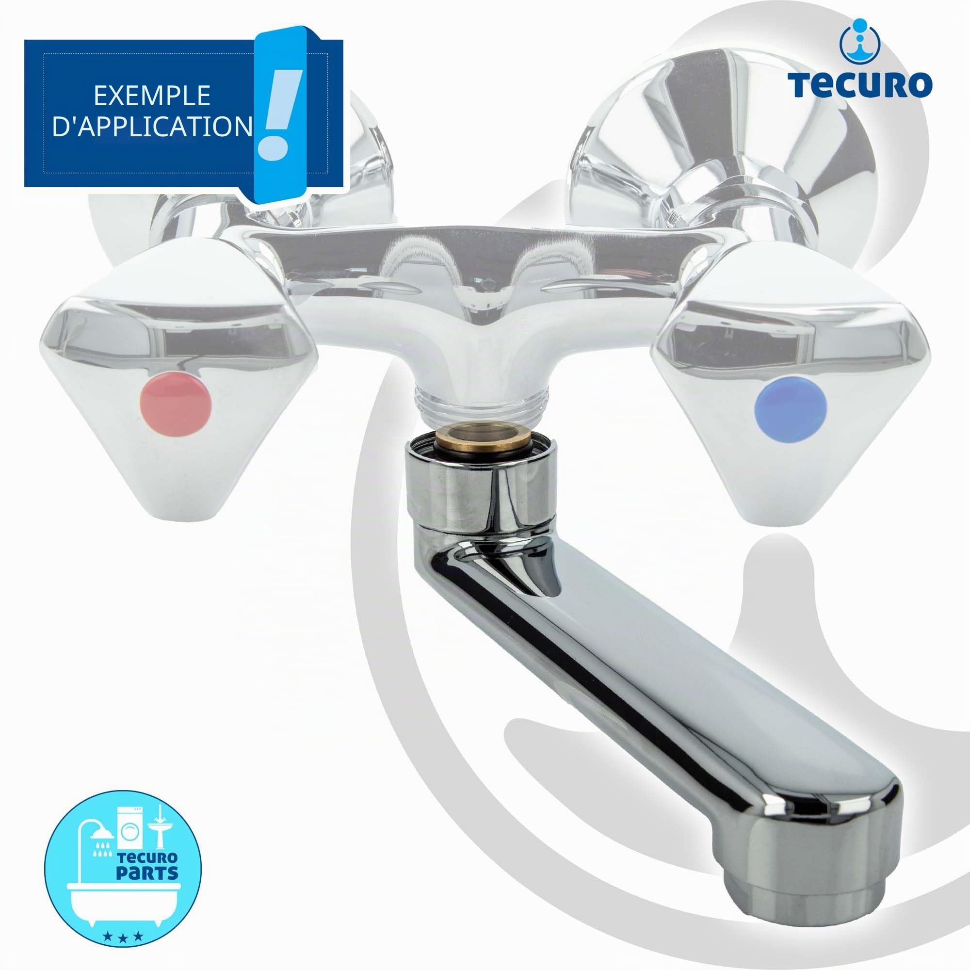 S-bec pour robinetterie murale-chrome, longueur : 100 mm - 3/4, raccord à joint conique ø 18 mm pour"