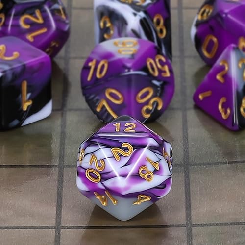 Miniatura 127 de CiaraQ DND - Juego de dados poliédricos para juegos de rol de Dungeons and Dragons RPG MTG, con 1 bolsa de dados (rosa + amarillo) Rosa +