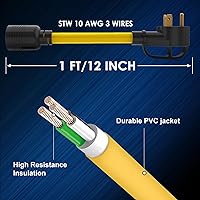 Vista 7 de Cable Adaptador de Interruptor de Transferencia de Generador TT-30 RV 30Amp a L14-30 Flexible con Mango Ergonómico, 30 Amp 3 Clavijas a 4 Clavijas