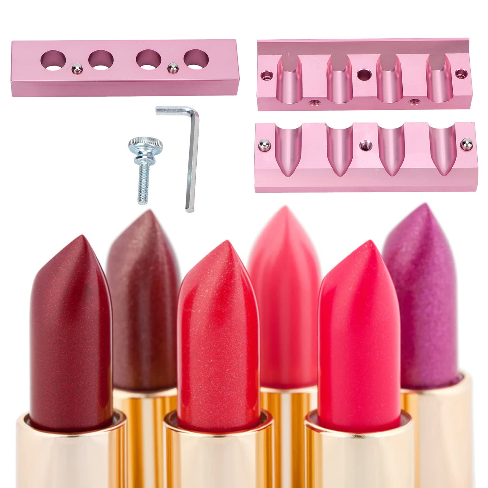 DIY-Lippenstift-Form, Lippenstift-Hersteller in Benutzerdefinierten Farben, 4-Fach-Aluminium-Form-Set, für sicheres, ungiftiges Kosmetikhandwerk