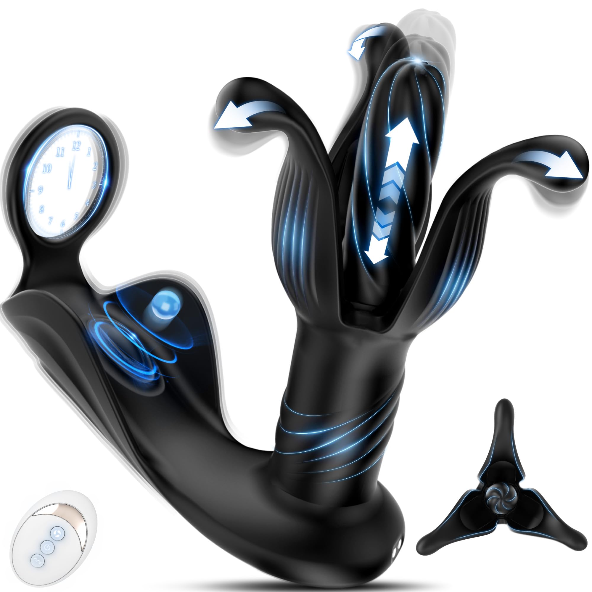 Soulour Analvibratoren für Mann Prostata Stimulation Männer, 4IN1 Expansions- und Schubmodi Analplug mit Penisring&Hodenvibration, AI Sex Spielzeug für die Männer Anal Plug Analkugeln 9x9 Modi Reif