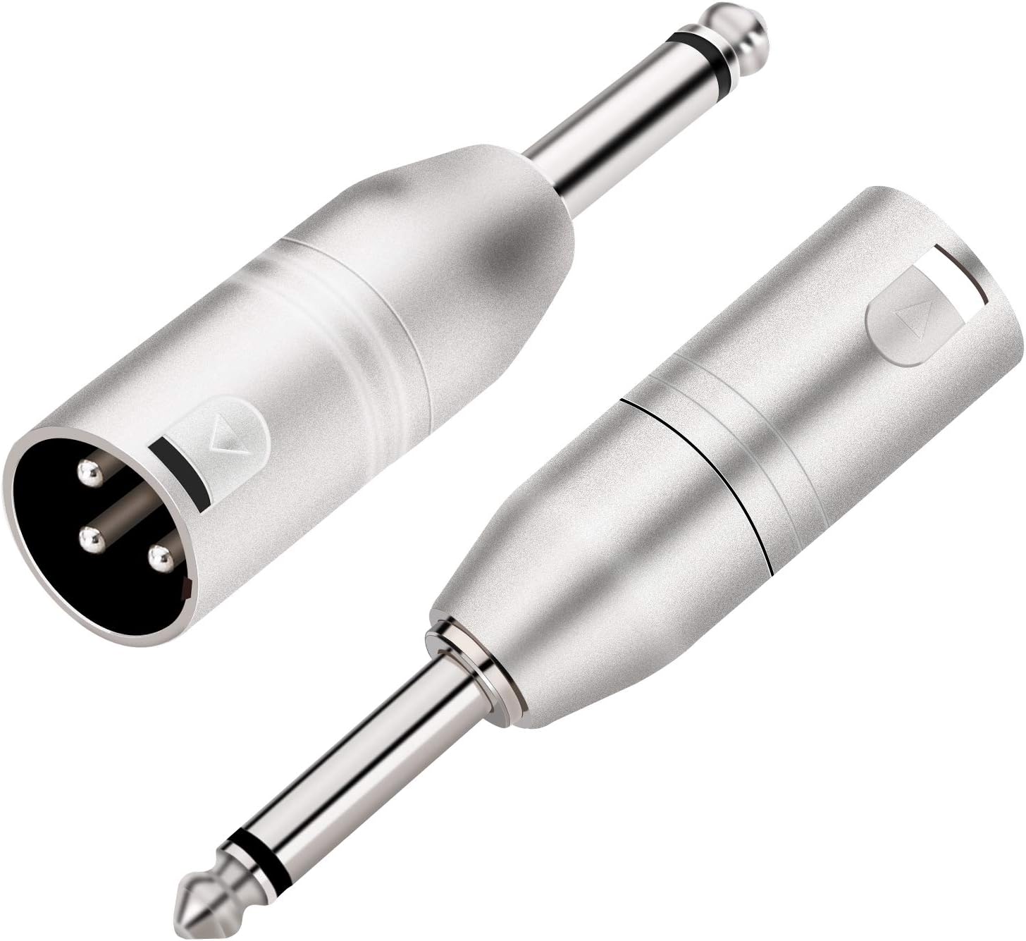 Tisino 1/4" TS Mono to XLR Adapter, Unbalanced Quarter Inch 6.35mm Male to XLR Male Adapters - 2 Pack