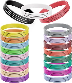 Wanstay 20 Pcs Silicone Bracelets for Women Men Teen Kid, Black Line Rubber Bracelet, Team Grouping Bracelet, Rubber Wristbands for Events, Exercise, Sport, Party, Gift, Festivals