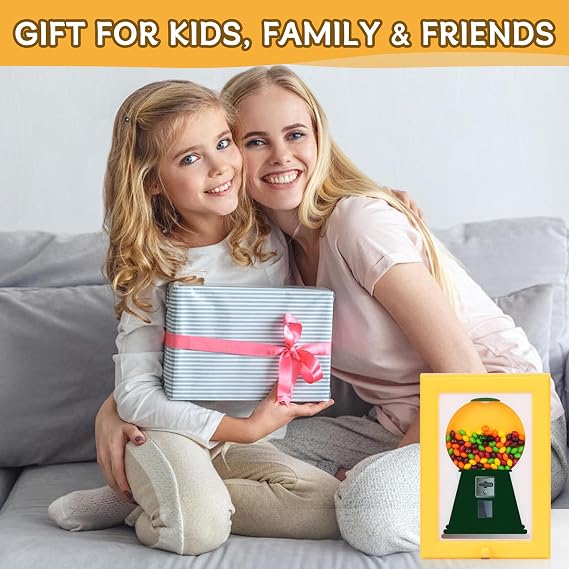 Candy Dispenser Picture Hanging Frame - Gumball Machine in a Frame, Wall Candy Dispenser Perfect for Candies & Nuts, Birthday Christmas Gift for All Ages, Large 12 x 8 (Yellow)