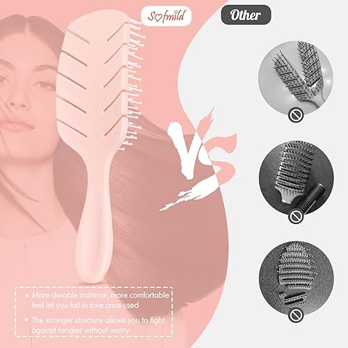 Miniatura 6 de Cepillo de pelo de secado rápido, cepillo curvado y ventilado desenredante para un secado más rápido, cerdas suaves y flexibles que se deslizan a