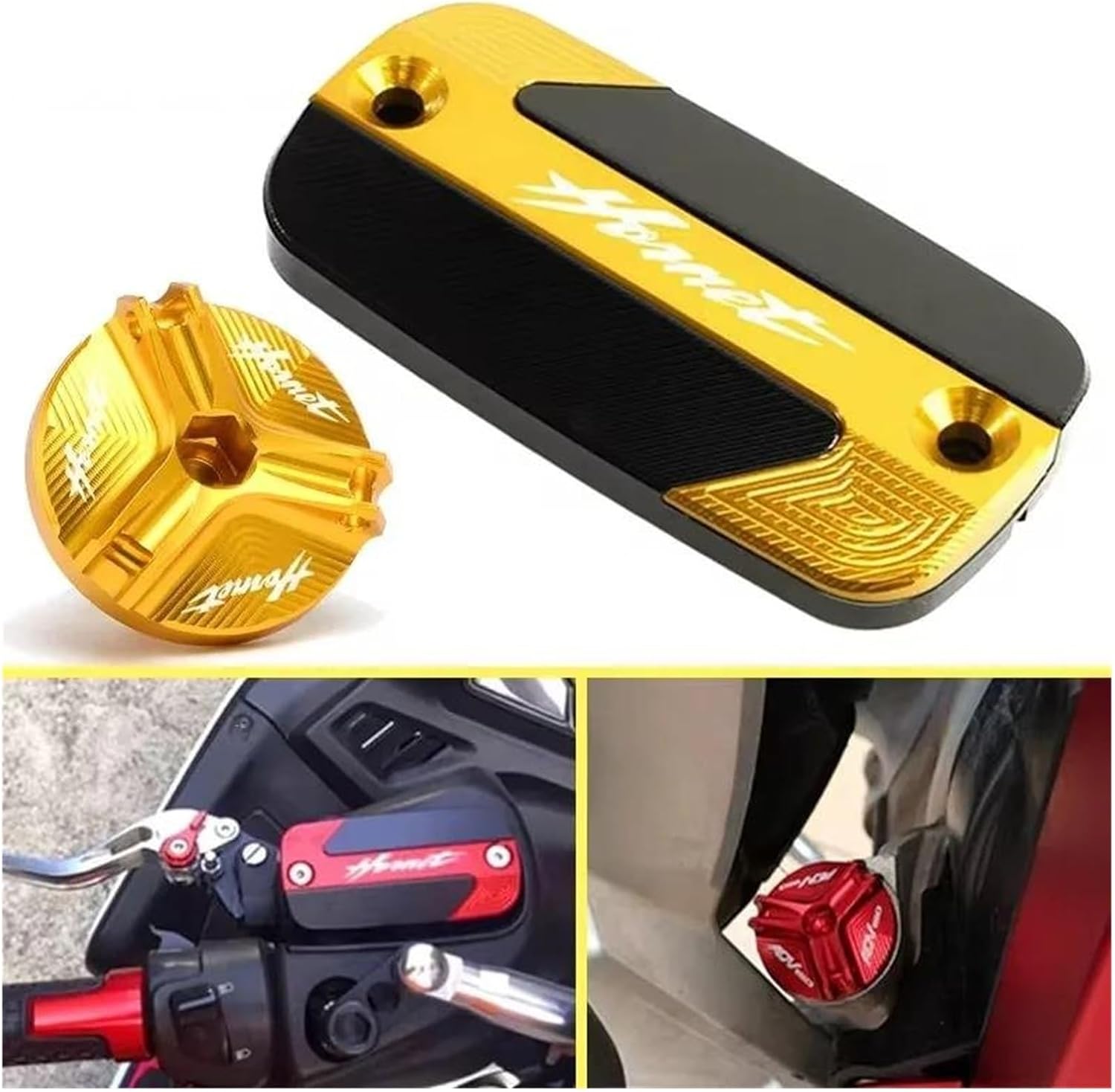 For Goldwing Gl1800/Hornet H/Hornet 600 Motorcycle Front Brake Fluid Reservoir Cover Engine Oil Filler Cap(GOLD)