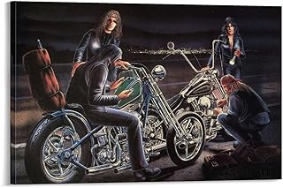 David Mann Motorcycle Art Print Posters (4) Picture Print Wall Art Painting Canvas Artworks Room Aesthetic 16x24inch(40x60cm)