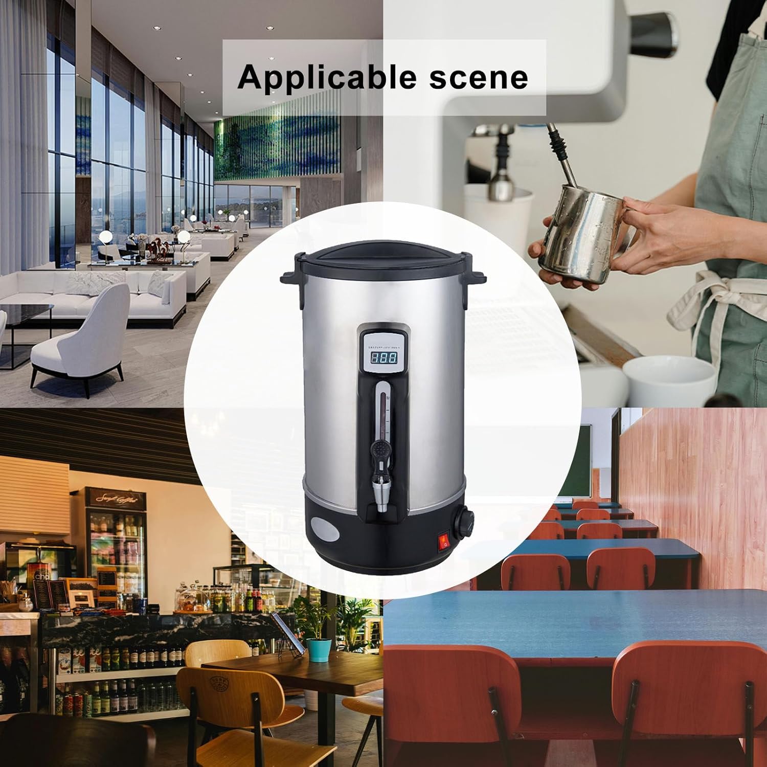 Double Wall Insulation Boiler, Party Hot Water Maker, Stainless Steel Liner, Double-Layer Insulation, Lid With Exhaust Hole, Used To Make Tea, Hot Milk, And Drink Coffee