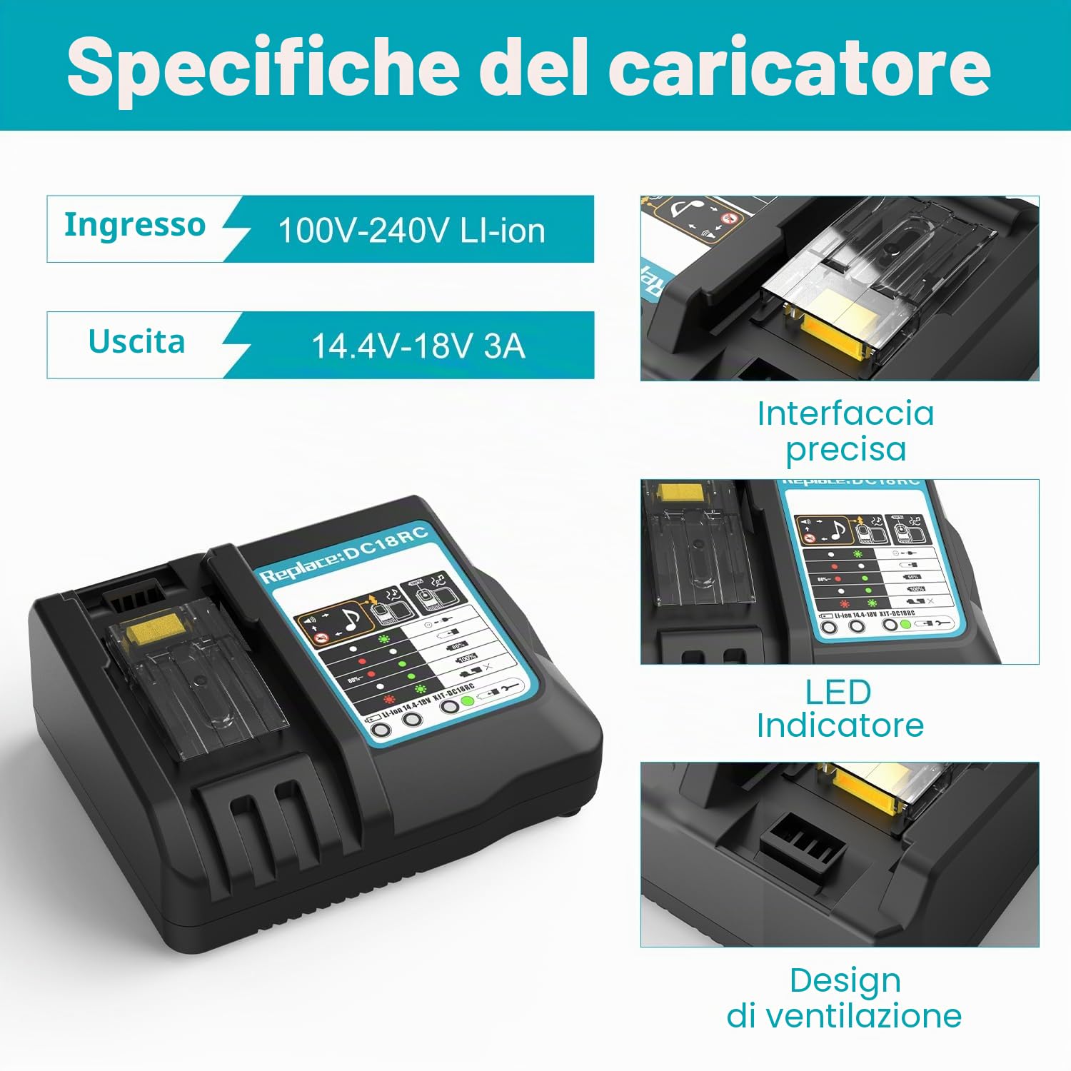Energup 18V 5.5Ah Batteria con Caricatore per Makita Batteria 18V | Compatibile con Makita BL1850 BL1860 BL1840 BL1830 BL1820 BL1815