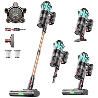 Cordless Vacuum Cleaner, 650W 60KPA 70 Mins Vacuum Cleaners with Hurricane Mode, Anti-Tangle Brush, 1.8L Dust Cup, Self-Standing Stick Vacuum Cordless for Hard Floors, Carpet & Pet Hair - Amazon product rated Grade A