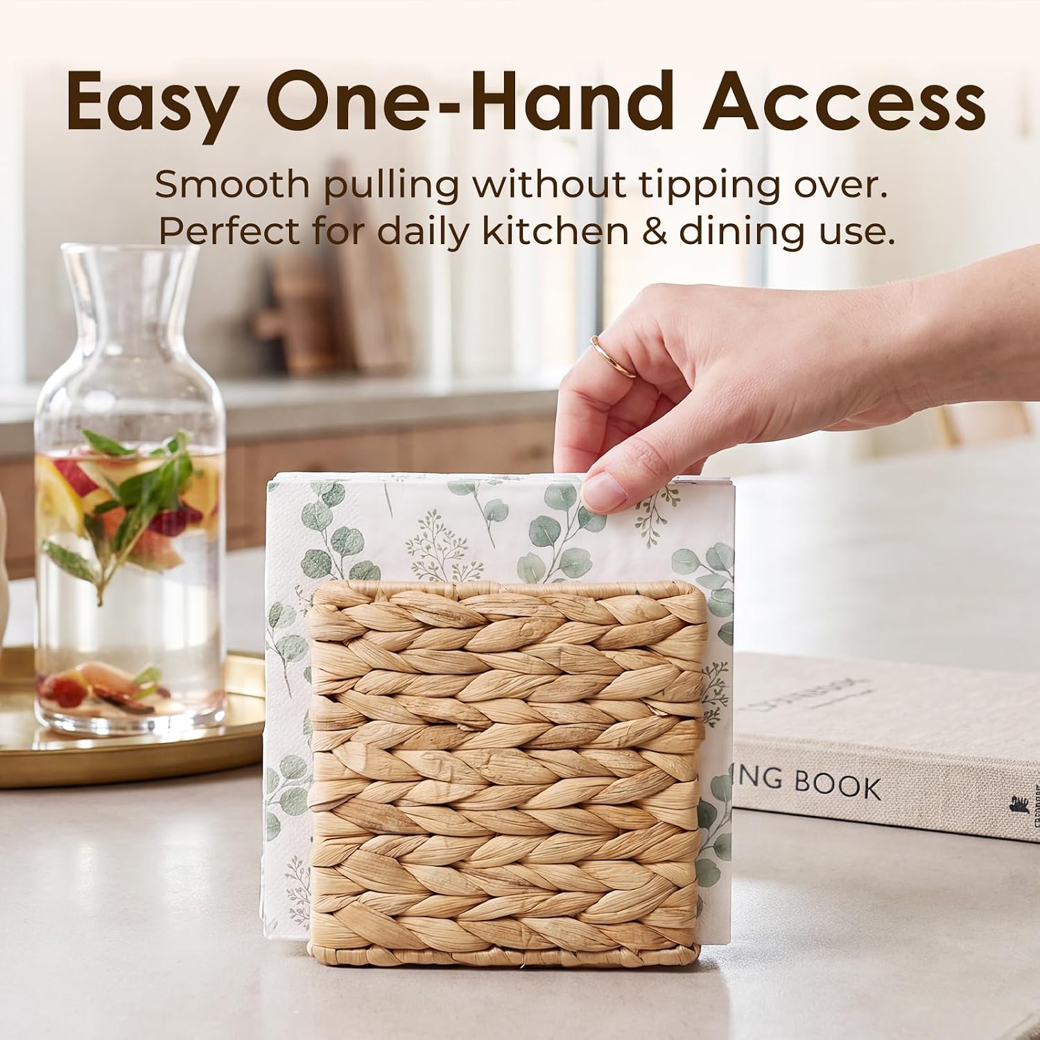 Wicker Napkin Holder for Table Rattan Paper Dispenser for Countertop