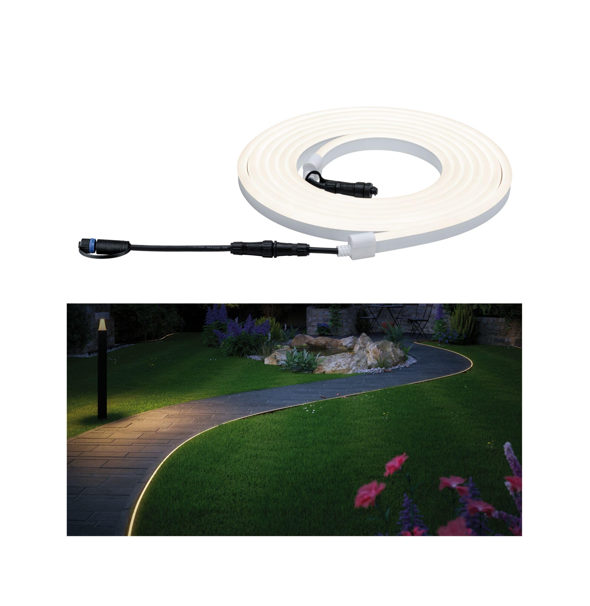 Paulmann 94191 Plug & Shine LED luminaire d'extérieur flexible Strips Neon incl. 1x31 watts IP67 gradable extérieur Blanc luminaire de jardin plastique éclairage de jardin 3000 K