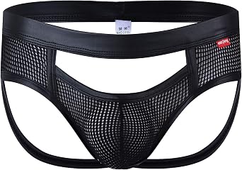 Swbreety Mens Hollow Out Jockstrap G-String Thong Bulge Pouch Mesh Underwear